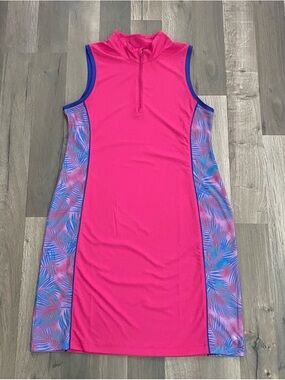 18 Birdies Dress Medium Hawaiian Floral Sleeveless Active Golf Performance NWOT